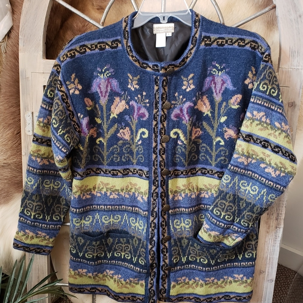 Coldwater Creek NORDIC Sweater Jacket sz L